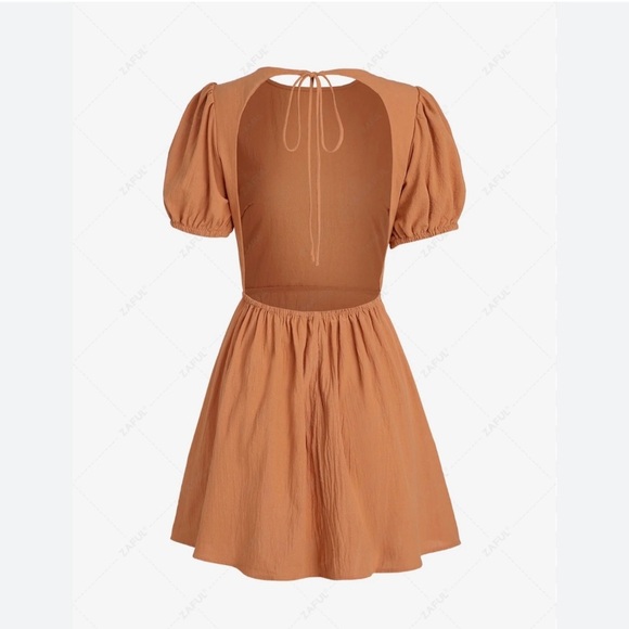 Zaful . Pink Puff Sleeve Mini Dress Fit and Flare - Picture 2 of 4